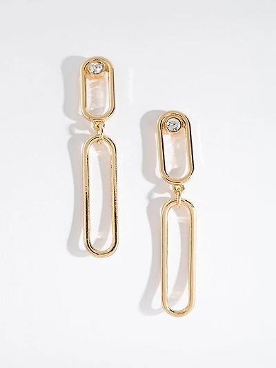 Gold Paperclip Dangle Earrings