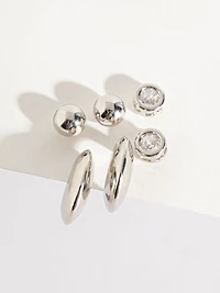 Silver Metal Earring Trio