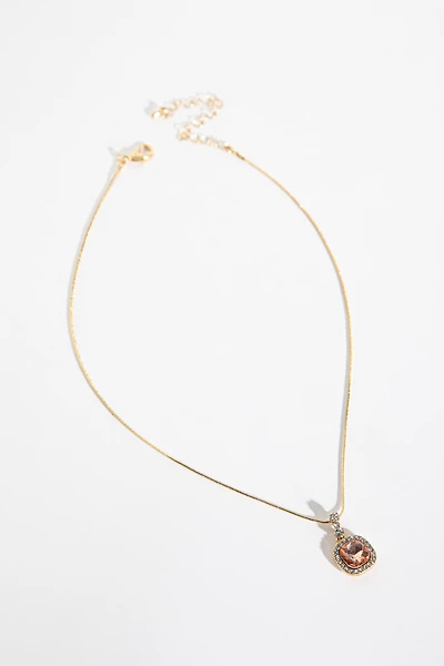 Coloured Glass Stone Pendant Necklace