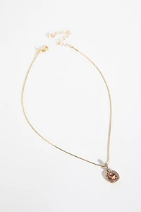 Coloured Glass Stone Pendant Necklace