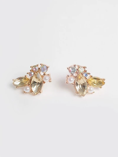 Assorted Shape Gold with Glass Stone Earrings