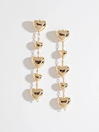 Gold Heart Dangle Earrings