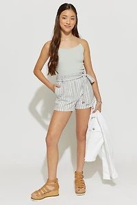 Hello Franki Gray Seamless Rib-Knit Double Strap Cami for girls