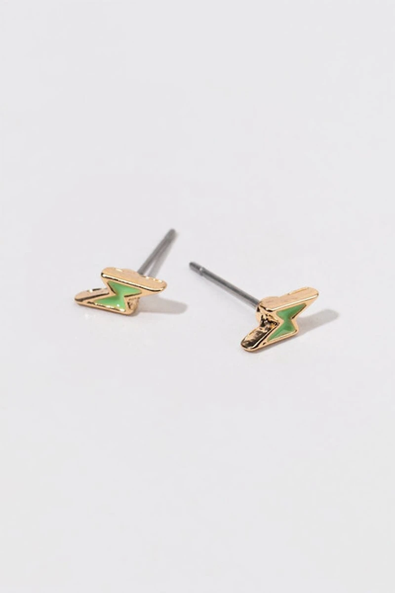 Hello Franki Green Lightning Bolt Stud Earrings for girls