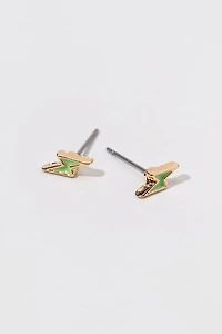 Hello Franki Green Lightning Bolt Stud Earrings for girls