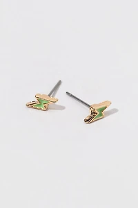 Hello Franki Green Lightning Bolt Stud Earrings for girls