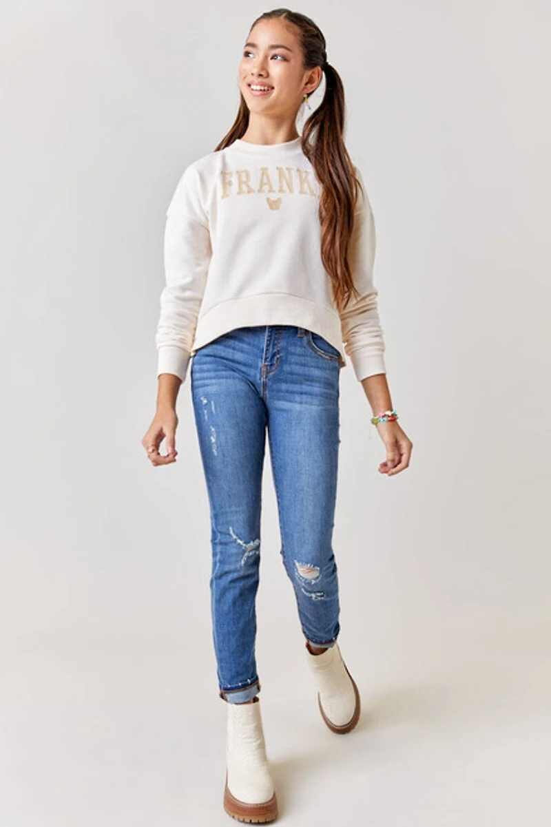 Hello Franki Frenchie Collegiate Crewneck Sweatshirt for girls