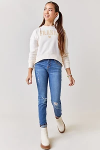 Hello Franki Frenchie Collegiate Crewneck Sweatshirt for girls