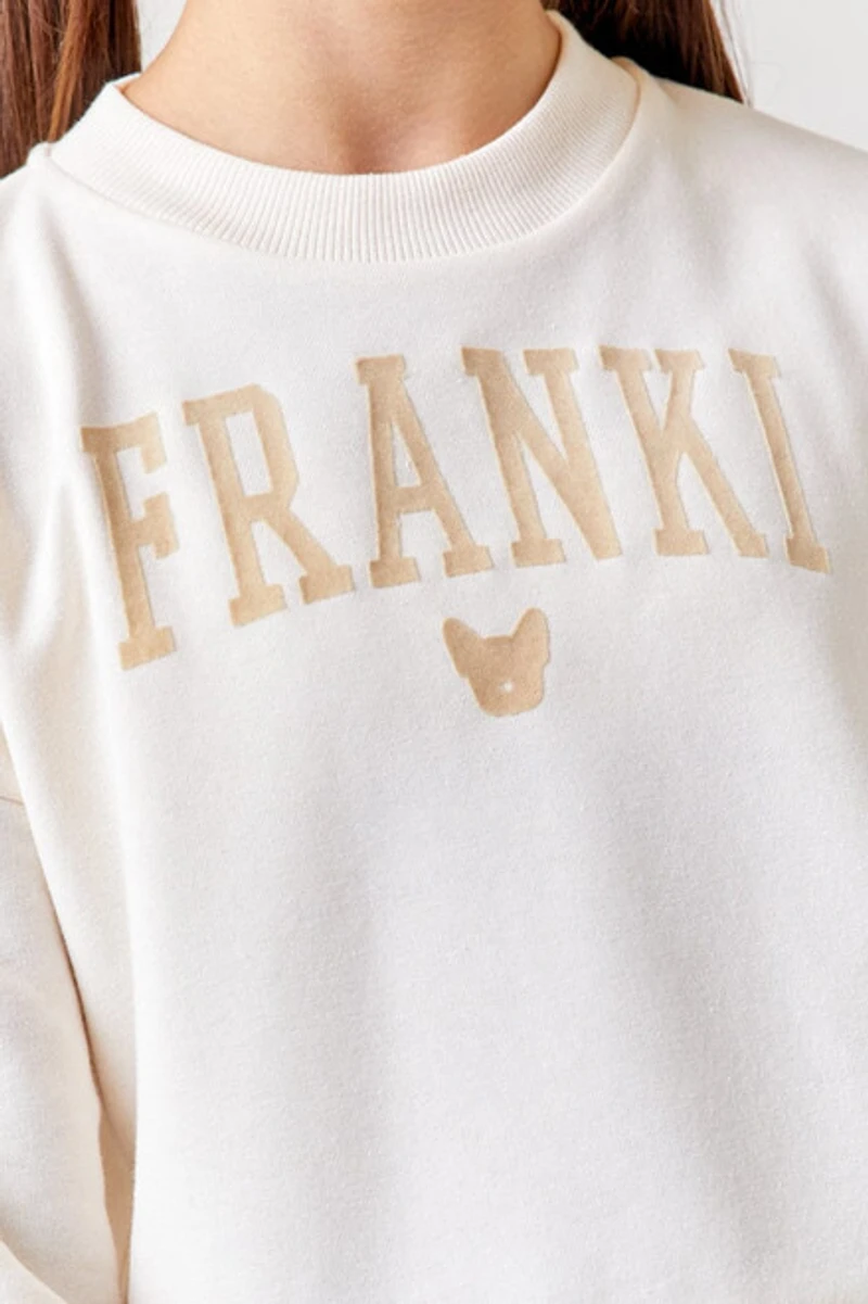 Hello Franki Frenchie Collegiate Crewneck Sweatshirt for girls