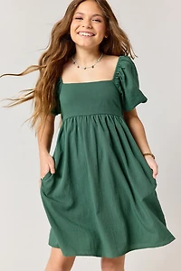 Hello Franki Linen Bow Back Dress for girls