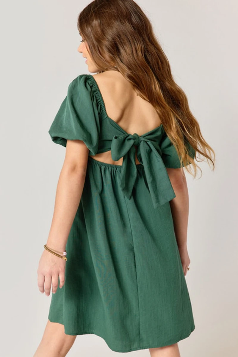 Hello Franki Linen Bow Back Dress for girls