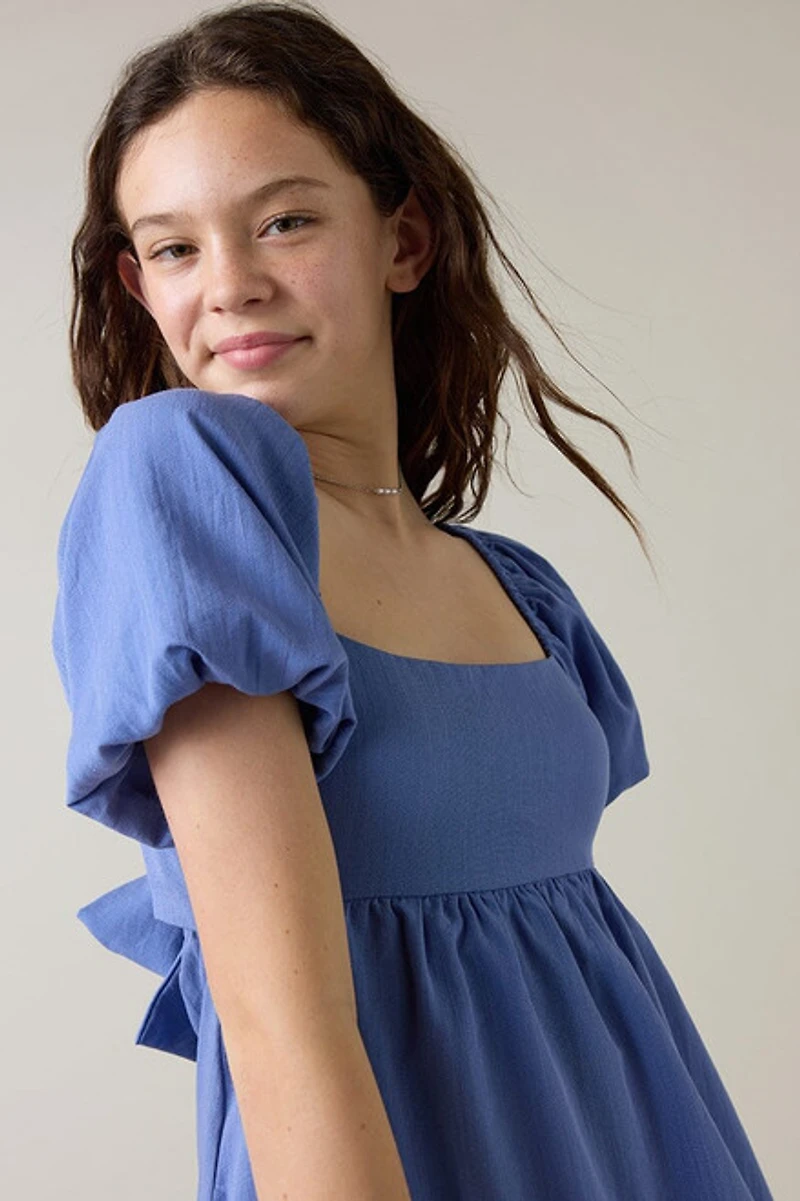 Hello Franki Linen Bow Back Dress for girls