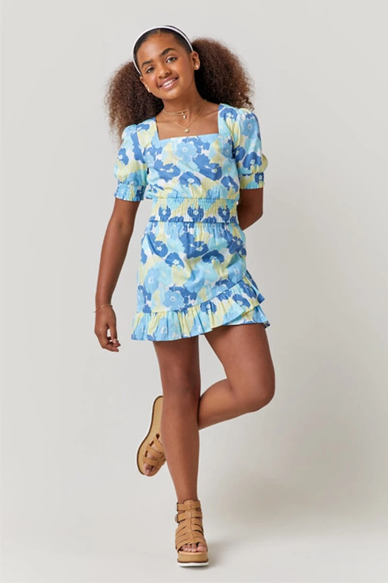 Hello Franki Floral Ruffle Wrap Skirt for girls