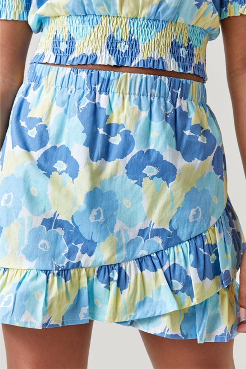Hello Franki Floral Ruffle Wrap Skirt for girls