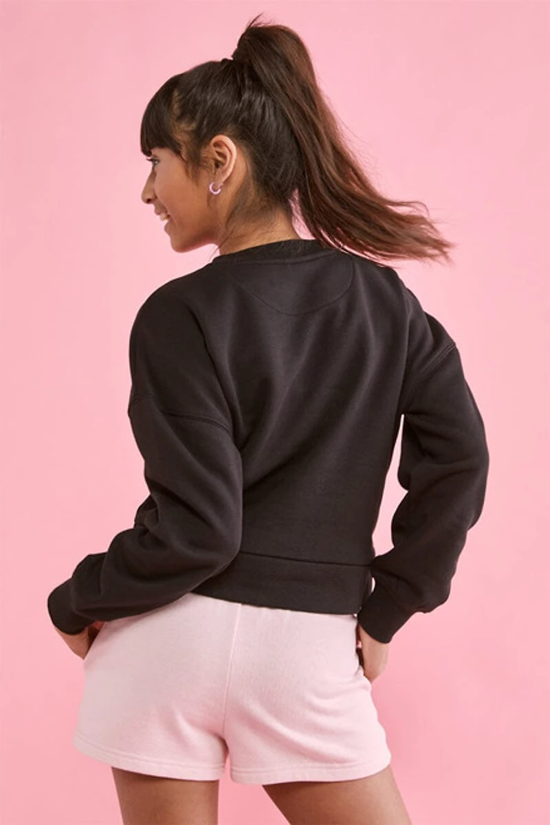 Hello Franki Twist Front Black Sweatshirt for girls