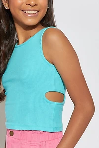 Hello Franki Cutout Rib-Knit Tank Top for girls