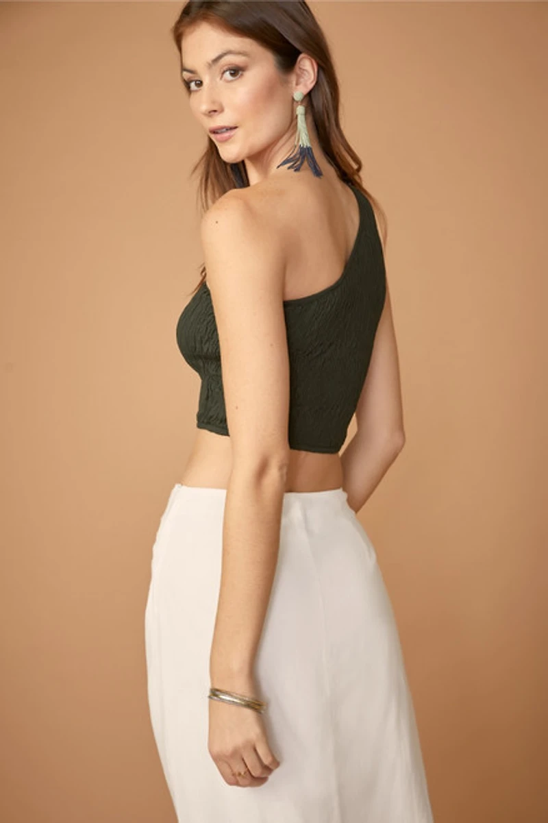 Vivianne Smocked One Shoulder Top