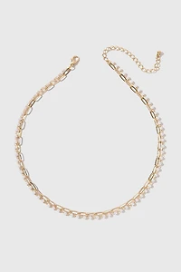 Loni Paper Clip Pearl Necklace