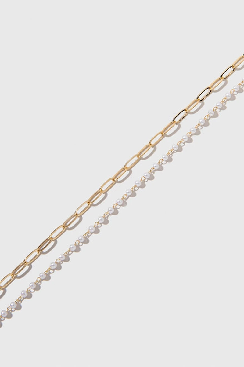 Loni Paper Clip Pearl Necklace