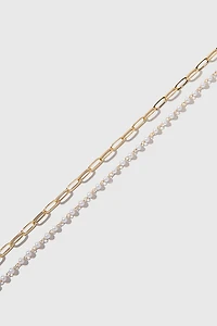 Loni Paper Clip Pearl Necklace