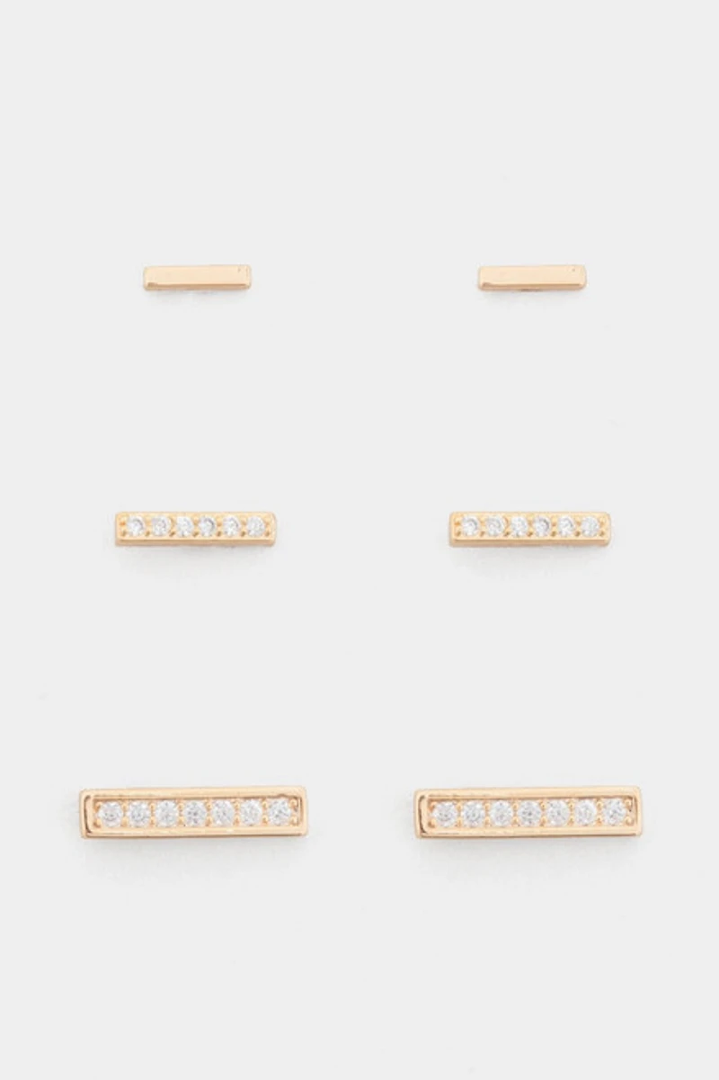 Kiana CZ Bar Stud Set