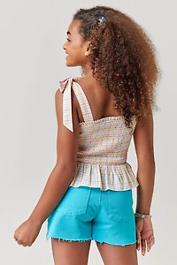 Hello Franki Plaid Smocked Top for girls