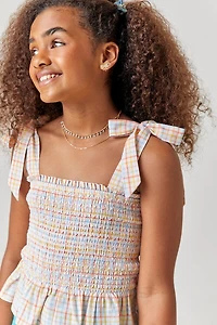Hello Franki Plaid Smocked Top for girls