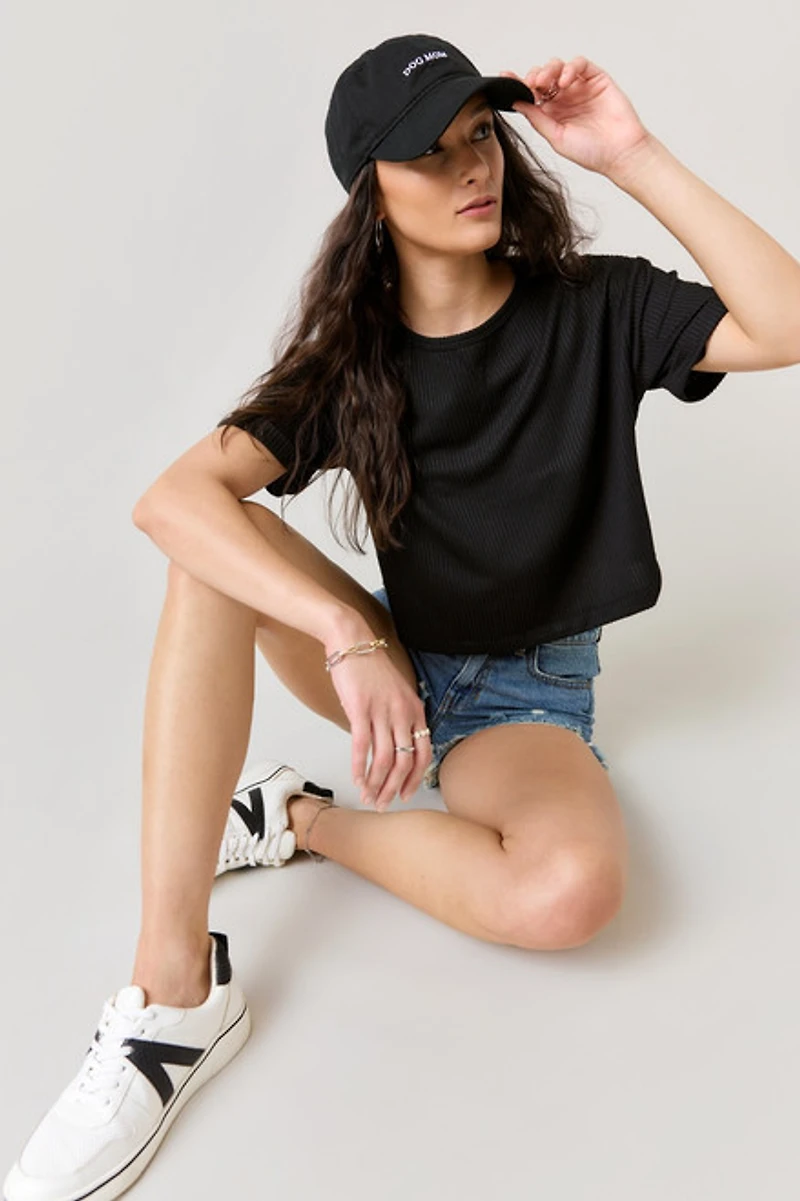 Becca Boxy Soft Rib Knit Tee