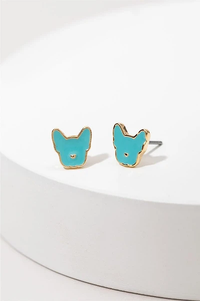 Hello Franki Blue Frenchie Stud Earrings for girls