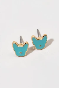 Hello Franki Blue Frenchie Stud Earrings for girls