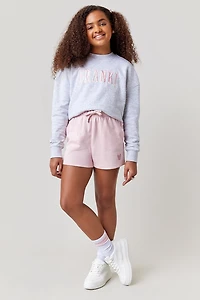 Hello Franki Light Pink Drawstring Shorts for girls