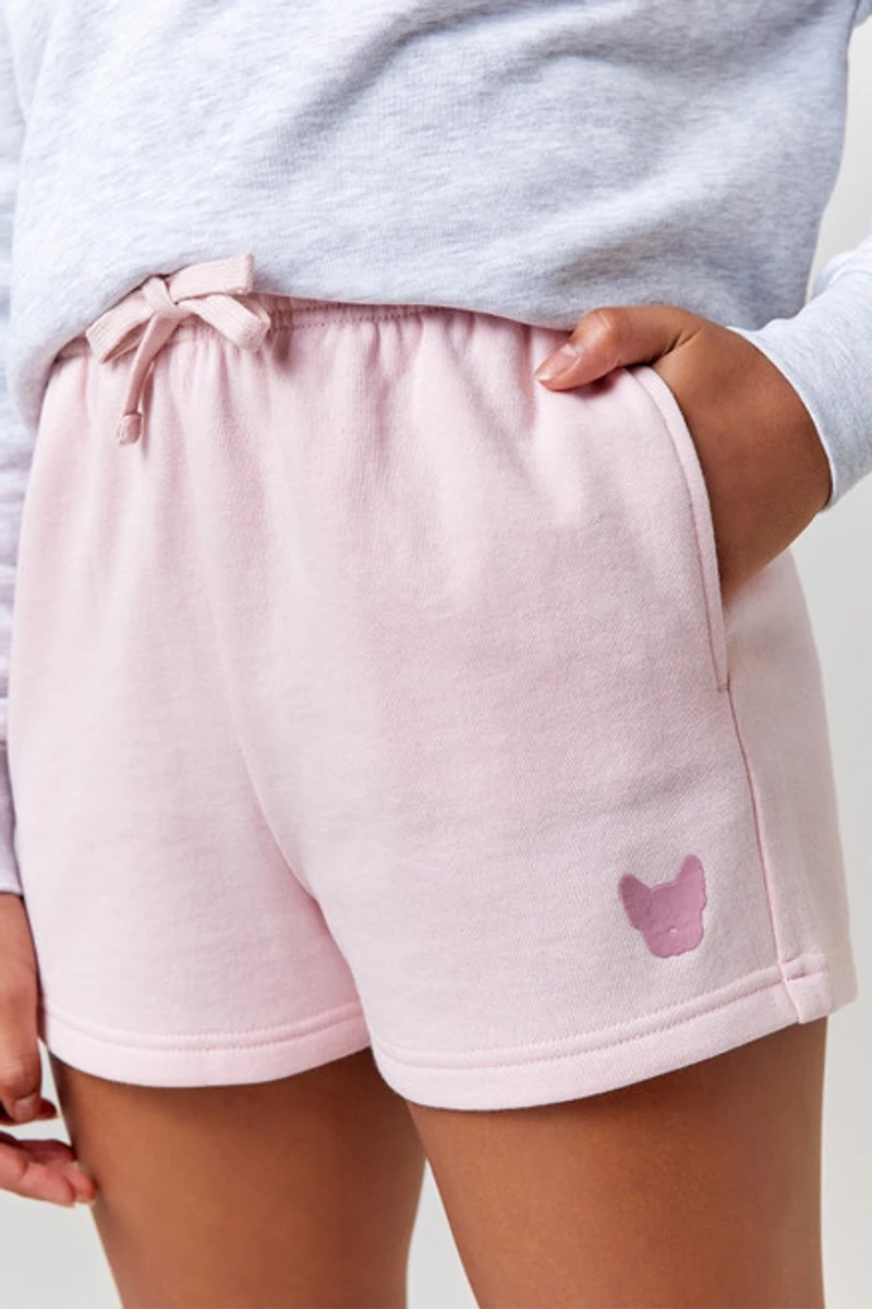 Hello Franki Light Pink Drawstring Shorts for girls