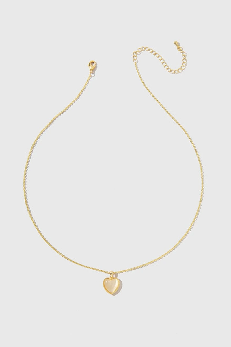 Lucy Cats Eye Heart Pendant Necklace