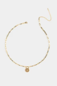 Initial Curb Chain Pendant Necklace Gold