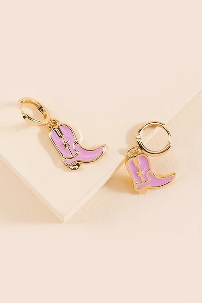 Shayla Boot Charm Huggie Hoop Earrings