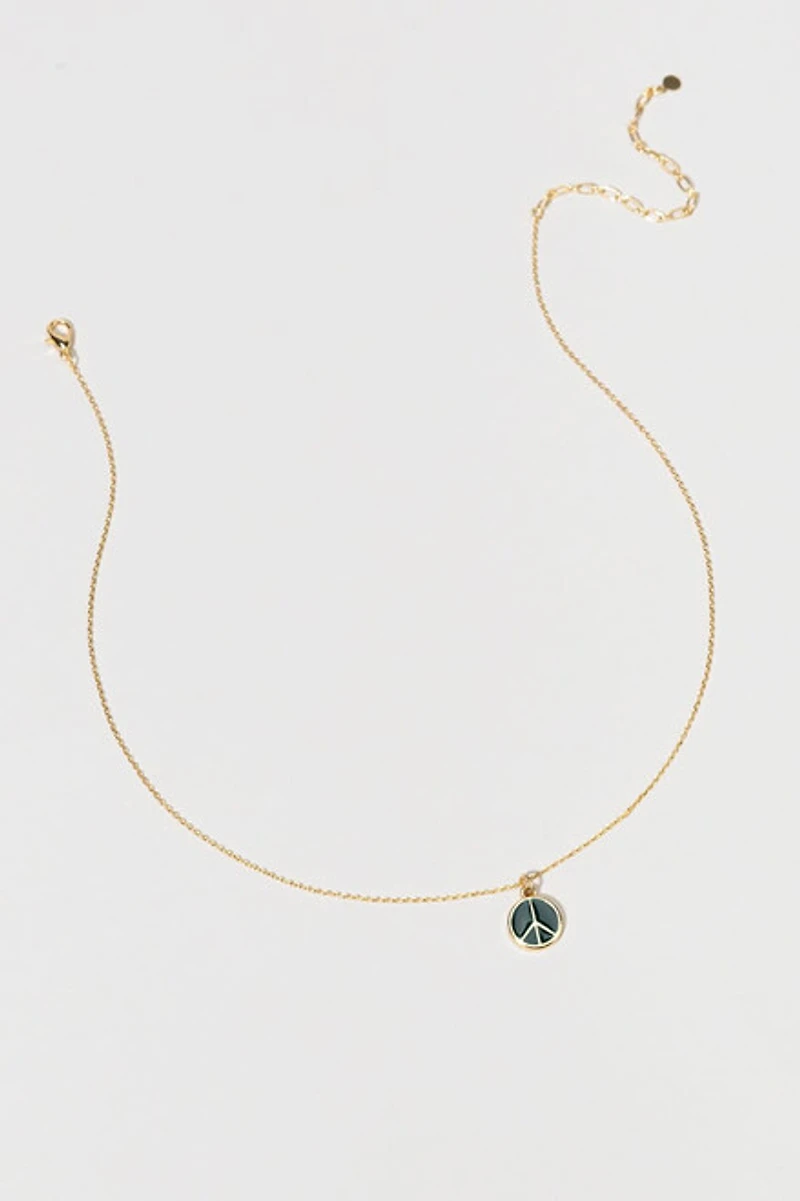 Hello Franki Navy Enamel Peace Sign Pendant Necklace for girls