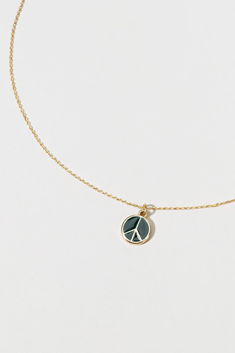 Hello Franki Navy Enamel Peace Sign Pendant Necklace for girls