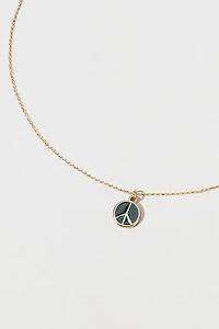 Hello Franki Navy Enamel Peace Sign Pendant Necklace for girls