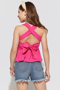 Hello Franki Sleeveless Bow Back Top for girls