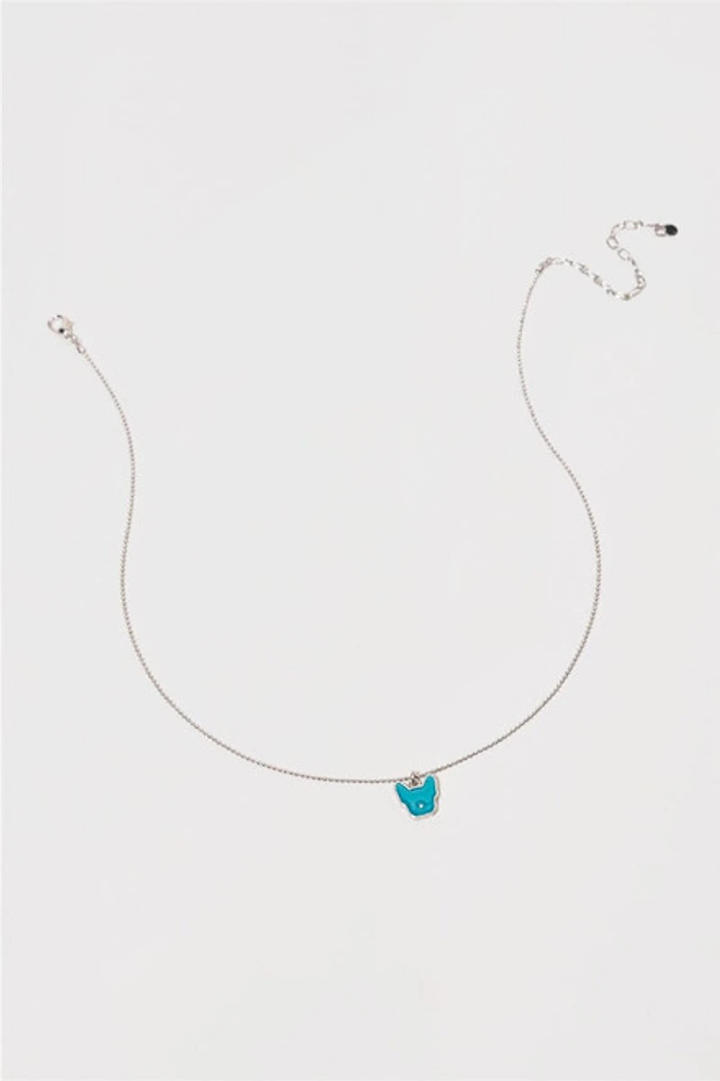 Hello Franki Teal Frenchie Necklace for girls