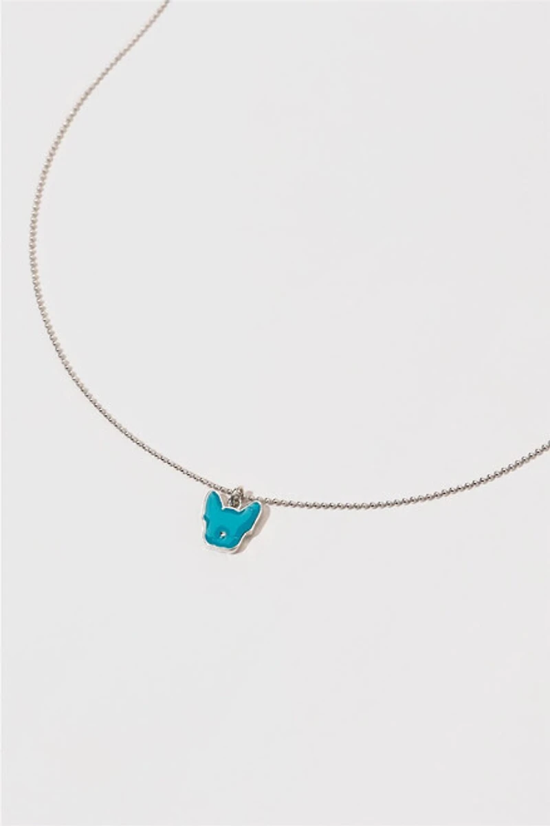 Hello Franki Teal Frenchie Necklace for girls