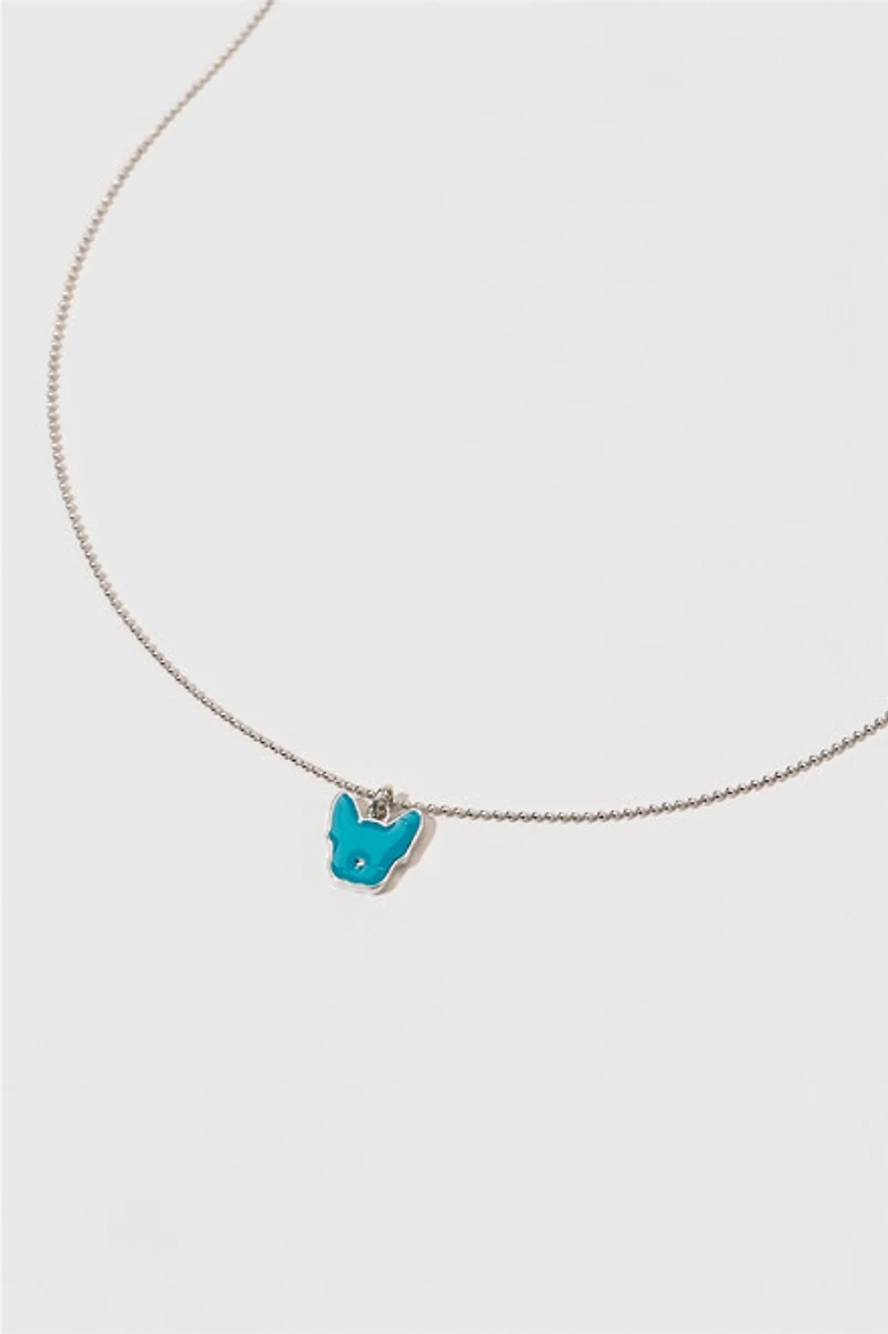 Hello Franki Teal Frenchie Necklace for girls