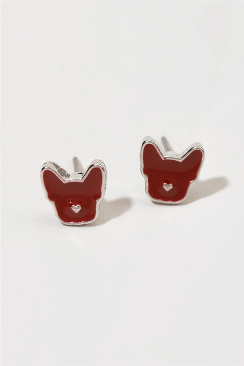 Hello Franki Red Frenchie Stud Earrings for girls