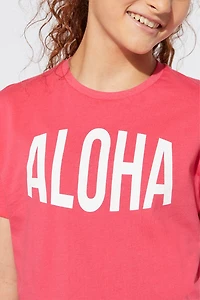 Hello Franki Aloha Magenta Graphic Tee for girls