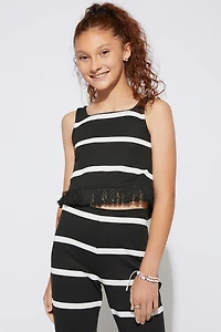 Hello Franki Striped Fringe Tank Top for girls