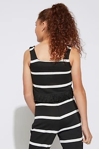 Hello Franki Striped Fringe Tank Top for girls