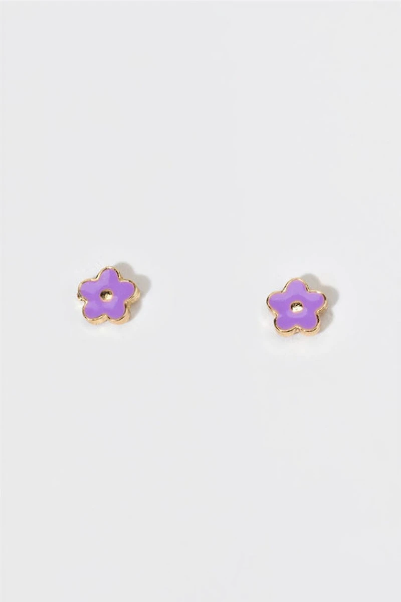 Hello Franki Lilac Flower Stud Earrings for girls