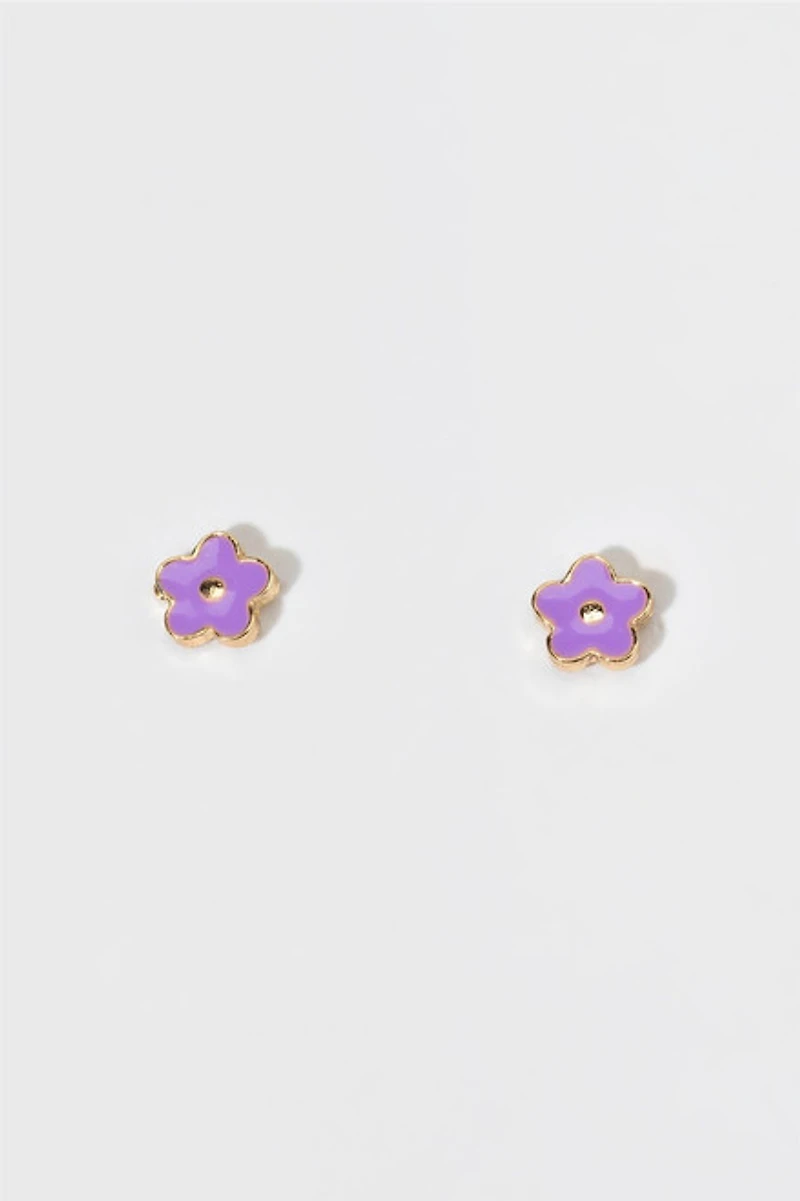 Hello Franki Lilac Flower Stud Earrings for girls
