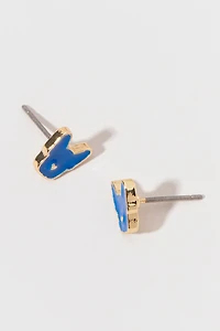 Hello Franki Dark Teal Frenchie Stud Earrings for girls