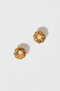 Hello Franki Pearl Flower Studs Earrings for girls